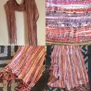 Multicolor pink fringe sparkly scarf